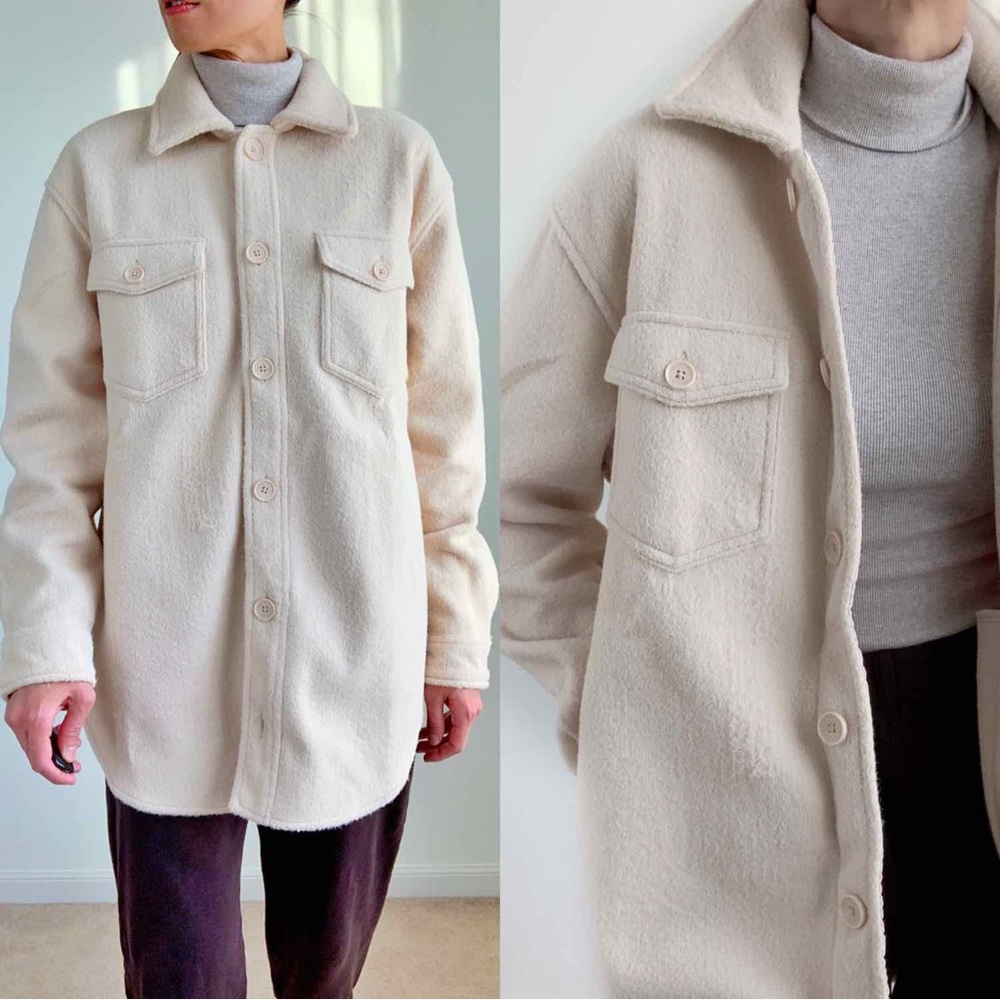 Cozy Fleece Shacket with pockets- ECRU - Picture 3 of 7